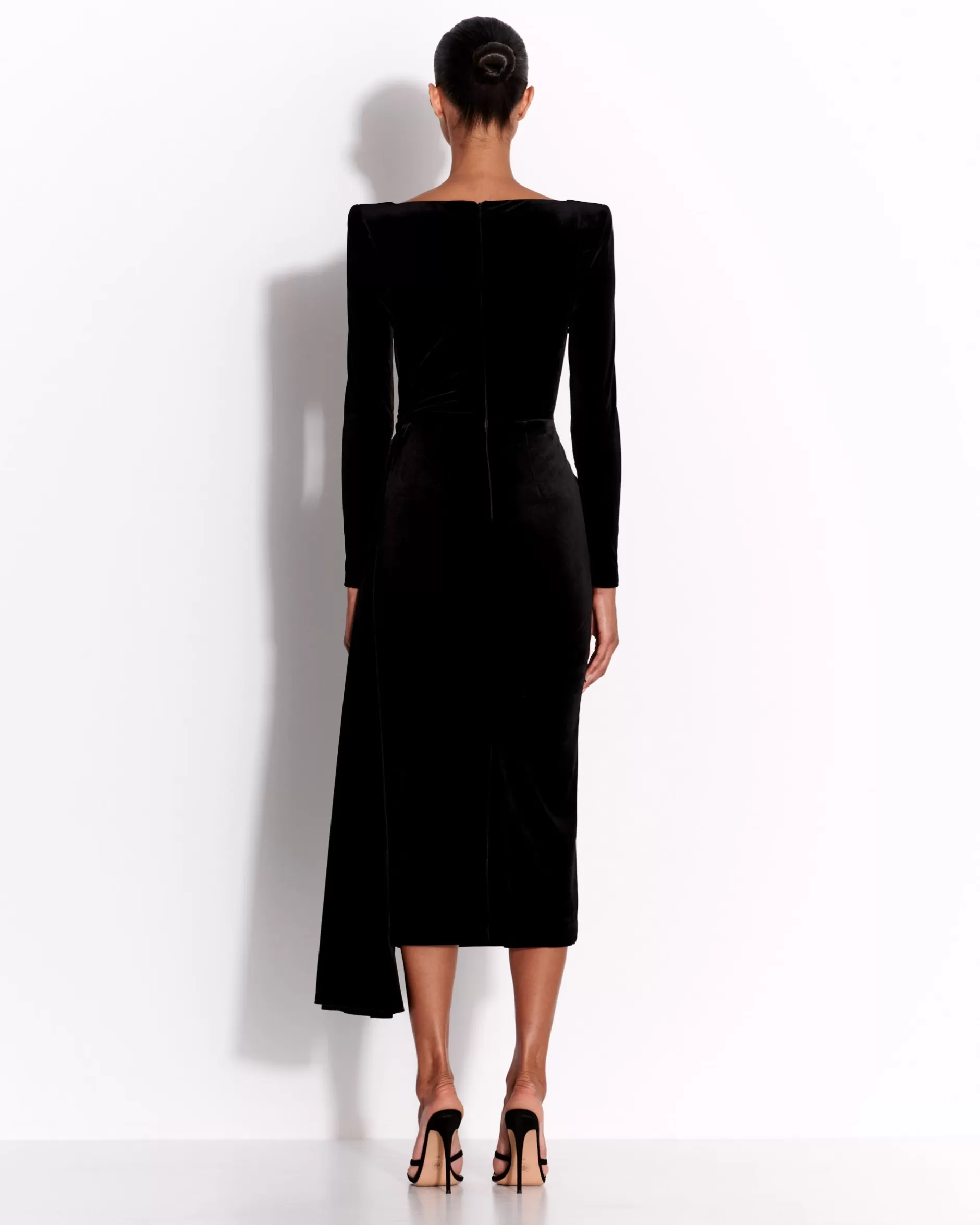 Long Sleeve Twist Dress in Velvet | Alex Perry Best
